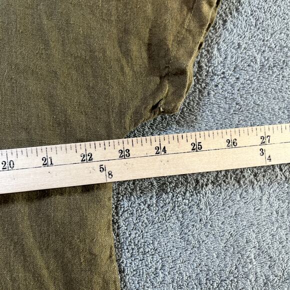 Hot Cotton Blouse Womens Medium Green Linen Button Front Minimalist Lagenlook - Picture 9 of 9